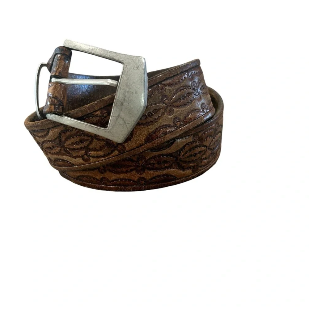 Vintage Western Tooled Leather Belt